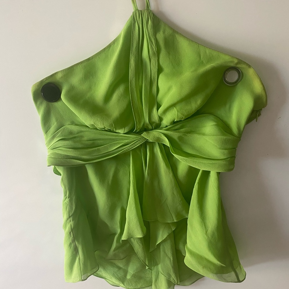 BCBG lime green tie halter top size small